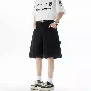 大卫贝肯 美式复古潮牌高街大口袋设计高级感痞帅透气宽松直筒垂感百搭工装五分裤休闲短裤 男女同款