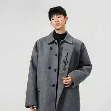 大卫贝肯 美式复古英伦风通勤基础百搭纯色毛呢外套穿搭宽松休闲秋冬保暖加厚呢子短款大衣 男女同款