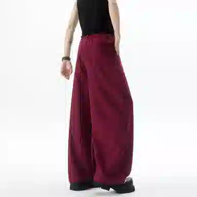 大卫贝肯 美式复古高街韩系痞帅基础款小众高级感设计时尚潮流个性日常宽松直筒垂感百搭凉感弯刀西装裤 男女同款