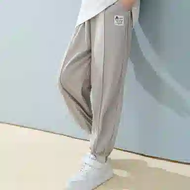唐狮童装 纯色舒适束脚休闲裤 儿童款 浅灰色