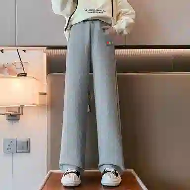 唐狮童装 字母印花松紧腰加厚直筒宽松针织运动裤 儿童款