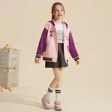 唐狮童装 时尚连帽宽松百搭棒球服 儿童款 桃色