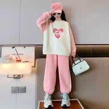 唐狮童装 圆领套头插肩上衣长裤休闲运动套装 儿童款