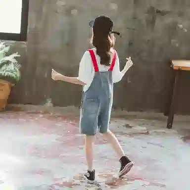 唐狮童装 圆领短袖上衣背带短裤休闲运动套装 儿童款
