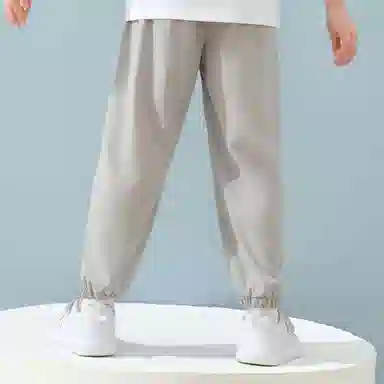 唐狮童装 纯色舒适束脚休闲裤 儿童款 浅灰色