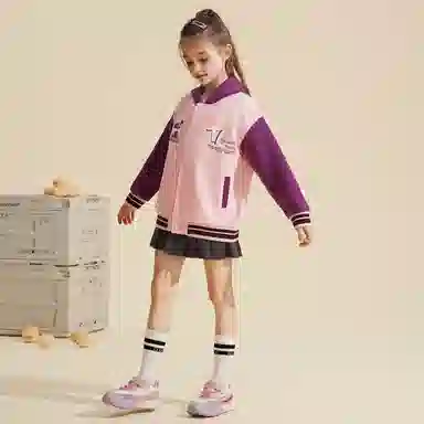唐狮童装 时尚连帽宽松百搭棒球服 儿童款 桃色