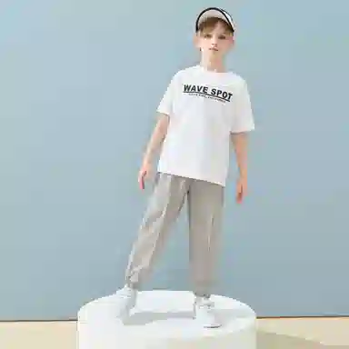 唐狮童装 纯色舒适束脚休闲裤 儿童款 浅灰色