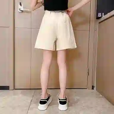 唐狮童装 纯色绣花休闲儿童短裤 儿童款 米白色