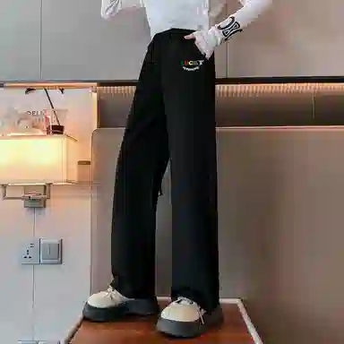 唐狮童装 字母印花松紧腰加厚直筒宽松针织运动裤 儿童款