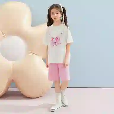 儿童款 唐狮童装 插肩舒适柔软轻盈透气休闲运动套装 白色