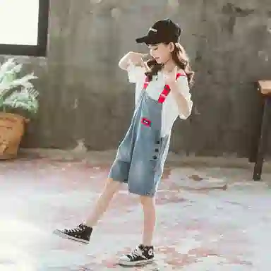 唐狮童装 圆领短袖上衣背带短裤休闲运动套装 儿童款