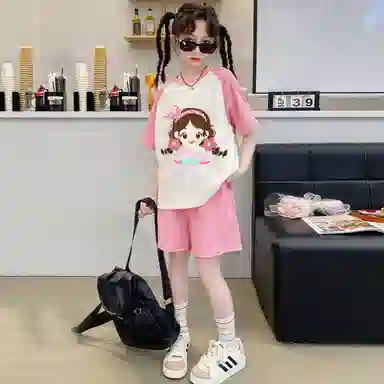 中童 唐狮童装 卡通舒适亲肤休闲运动套装 白色