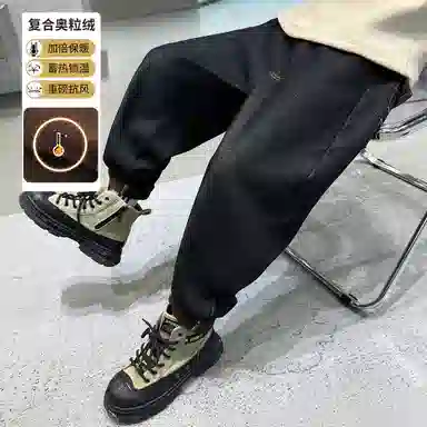 唐狮童装 复古松紧腰直筒宽松休闲牛仔裤 儿童款 黑色