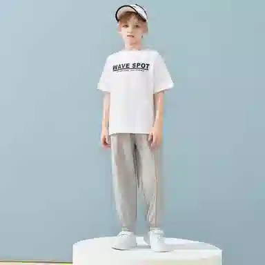 唐狮童装 纯色舒适束脚休闲裤 儿童款 浅灰色