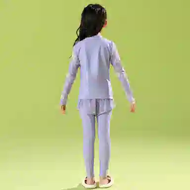 唐狮童装 简约字母圆领长袖上衣松紧腰长裤儿童泳装 儿童款 紫色