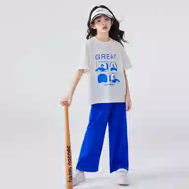 儿童款 唐狮童装 字母舒适柔软轻盈透气休闲运动套装 白色