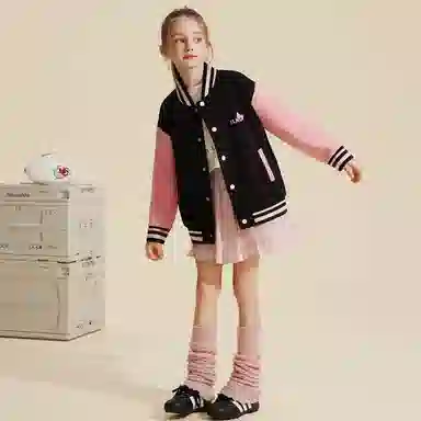 唐狮童装 卡通兔子刺绣单排扣棒球服 儿童款 黑色