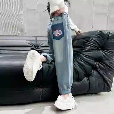 唐狮童装 休闲简约百搭透气亲肤牛仔裤 儿童款 蓝色