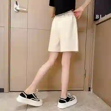 唐狮童装 纯色绣花休闲儿童短裤 儿童款 米白色