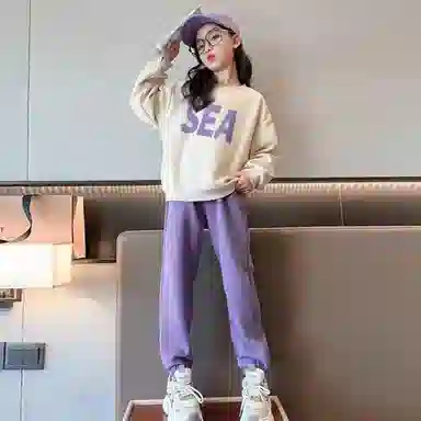 唐狮童装 时尚卫衣纯色长裤休闲运动套装 儿童款