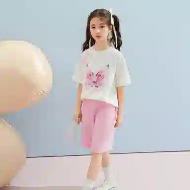儿童款 唐狮童装 插肩舒适柔软轻盈透气休闲运动套装 白色