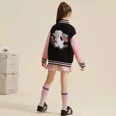 唐狮童装 卡通兔子刺绣单排扣棒球服 儿童款 黑色
