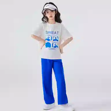 儿童款 唐狮童装 字母舒适柔软轻盈透气休闲运动套装 白色