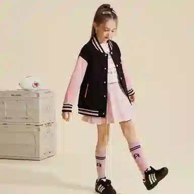 唐狮童装 卡通兔子刺绣单排扣棒球服 儿童款 黑色