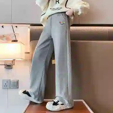 唐狮童装 字母印花松紧腰加厚直筒宽松针织运动裤 儿童款