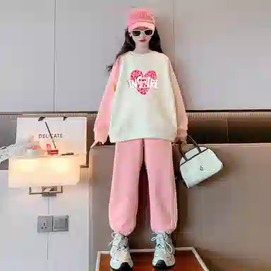 唐狮童装 圆领套头插肩上衣长裤休闲运动套装 儿童款