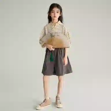 大童 唐狮童装 舒适亲肤柔软简约大方休闲运动套装 深灰色