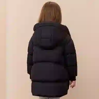 唐狮童装 纯色连帽拉链保暖休闲长袖羽绒服 儿童款 黑色