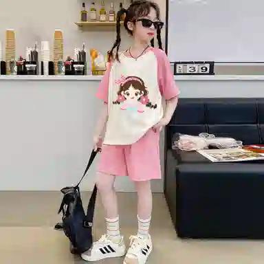 中童 唐狮童装 卡通舒适亲肤休闲运动套装 白色