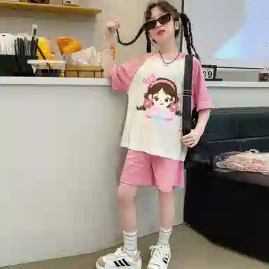 中童 唐狮童装 卡通舒适亲肤休闲运动套装 白色