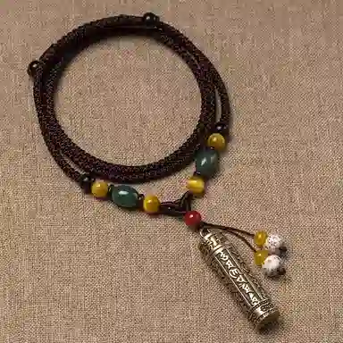 久爱 藏式复古经文可打开装东西黄铜吊坠男士挂饰本命年转运珠沉稳气质 其他 项链 男款