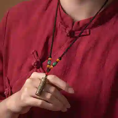 久爱 藏式复古经文可打开装东西黄铜吊坠男士挂饰本命年转运珠沉稳气质 其他 项链 男款