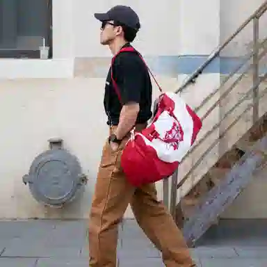 spare no pains Gym Bag Red White