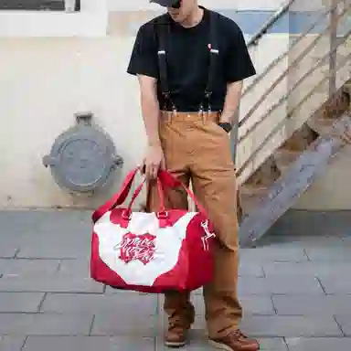 spare no pains Gym Bag Red White