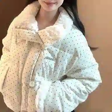 桴生 韩系甜美加厚毛领短款面包服棉服 女款