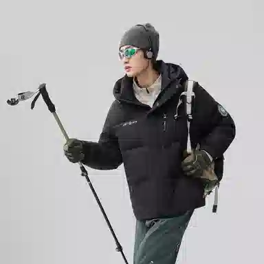 鸭鸭 紫钻系列 中青年时尚韩版潮流百搭短款连帽外套户外运动防风保暖休闲面包羽绒服 男女同款