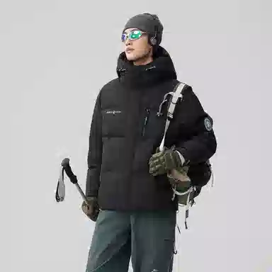 鸭鸭 紫钻系列 中青年时尚韩版潮流百搭短款连帽外套户外运动防风保暖休闲面包羽绒服 男女同款