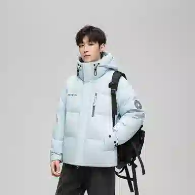 鸭鸭 紫钻系列 中青年时尚韩版潮流百搭短款连帽外套户外运动防风保暖休闲面包羽绒服 男女同款