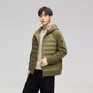 鸭鸭 轻薄拼接连帽休闲户外保暖羽绒服 男女同款