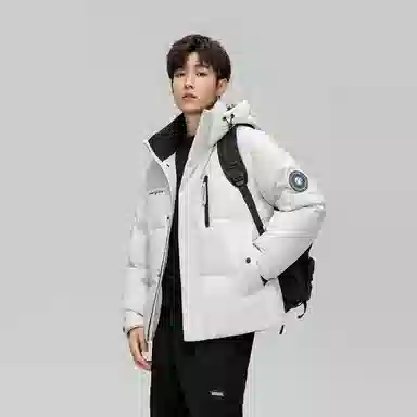 鸭鸭 紫钻系列 中青年时尚韩版潮流百搭短款连帽外套户外运动防风保暖休闲面包羽绒服 男女同款