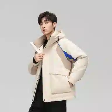 鸭鸭 拼色时尚韩版休闲短款羽绒服 通用