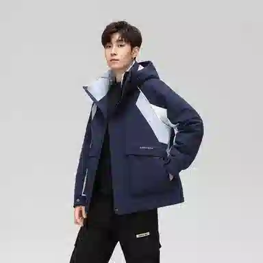 鸭鸭 拼色时尚韩版休闲短款羽绒服 通用