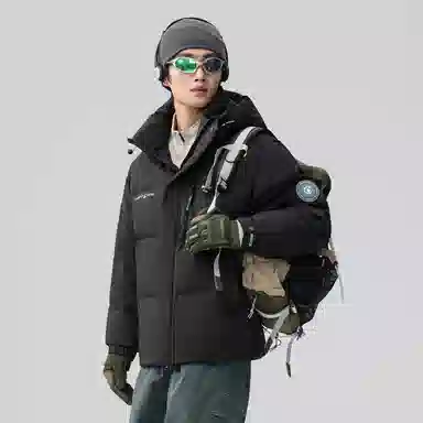 鸭鸭 紫钻系列 中青年时尚韩版潮流百搭短款连帽外套户外运动防风保暖休闲面包羽绒服 男女同款