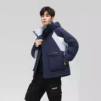 鸭鸭 拼色时尚韩版休闲短款羽绒服 通用