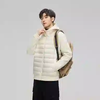 鸭鸭 轻薄拼接连帽休闲户外保暖羽绒服 男女同款