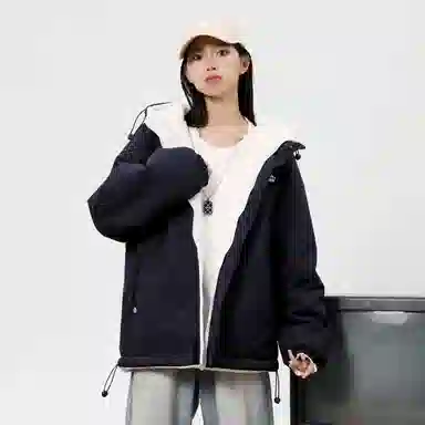 KW Magic Tape Reversible Windproof Hooded Cotton Jacket